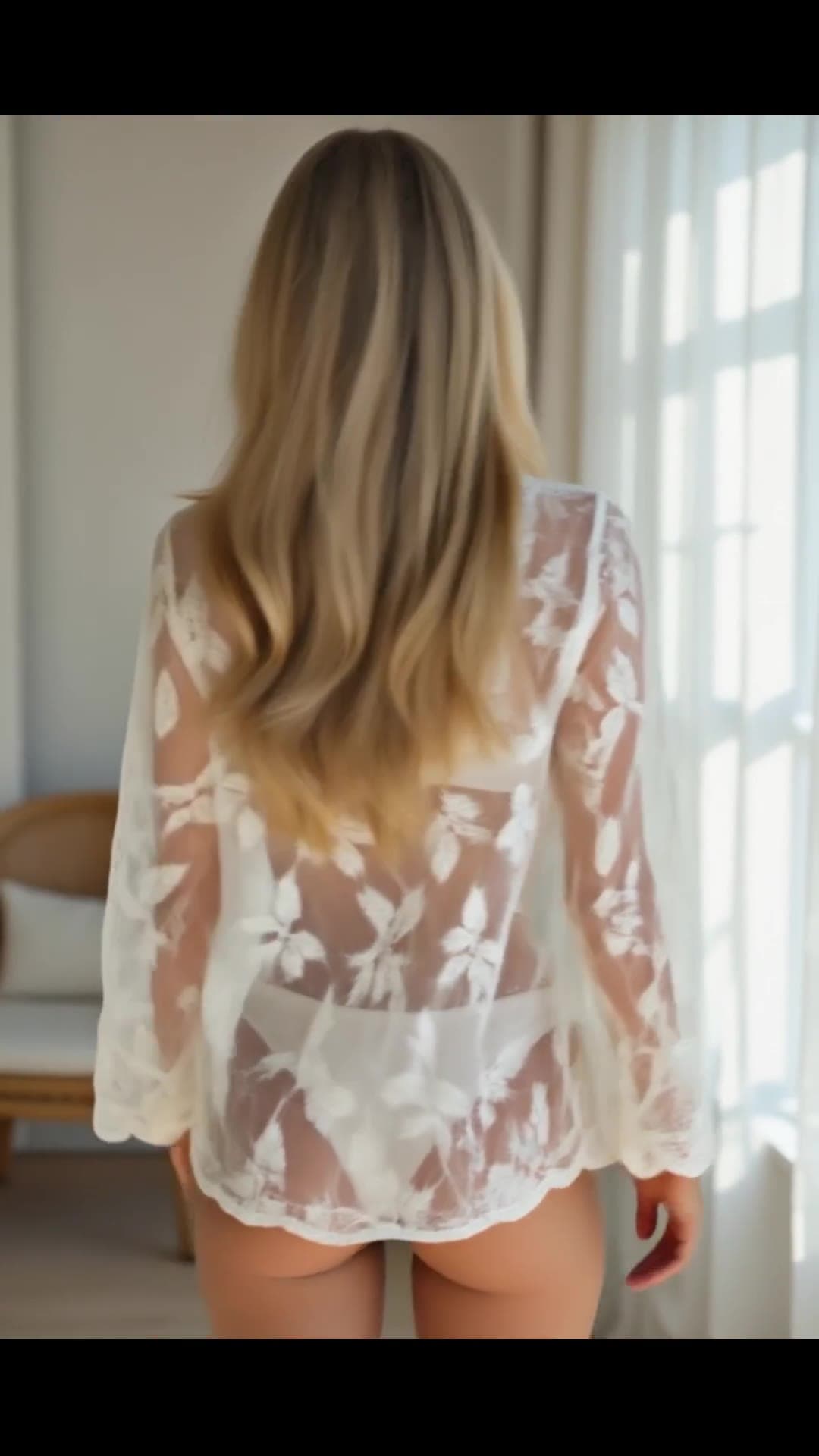 Sheer robe back view in daylight