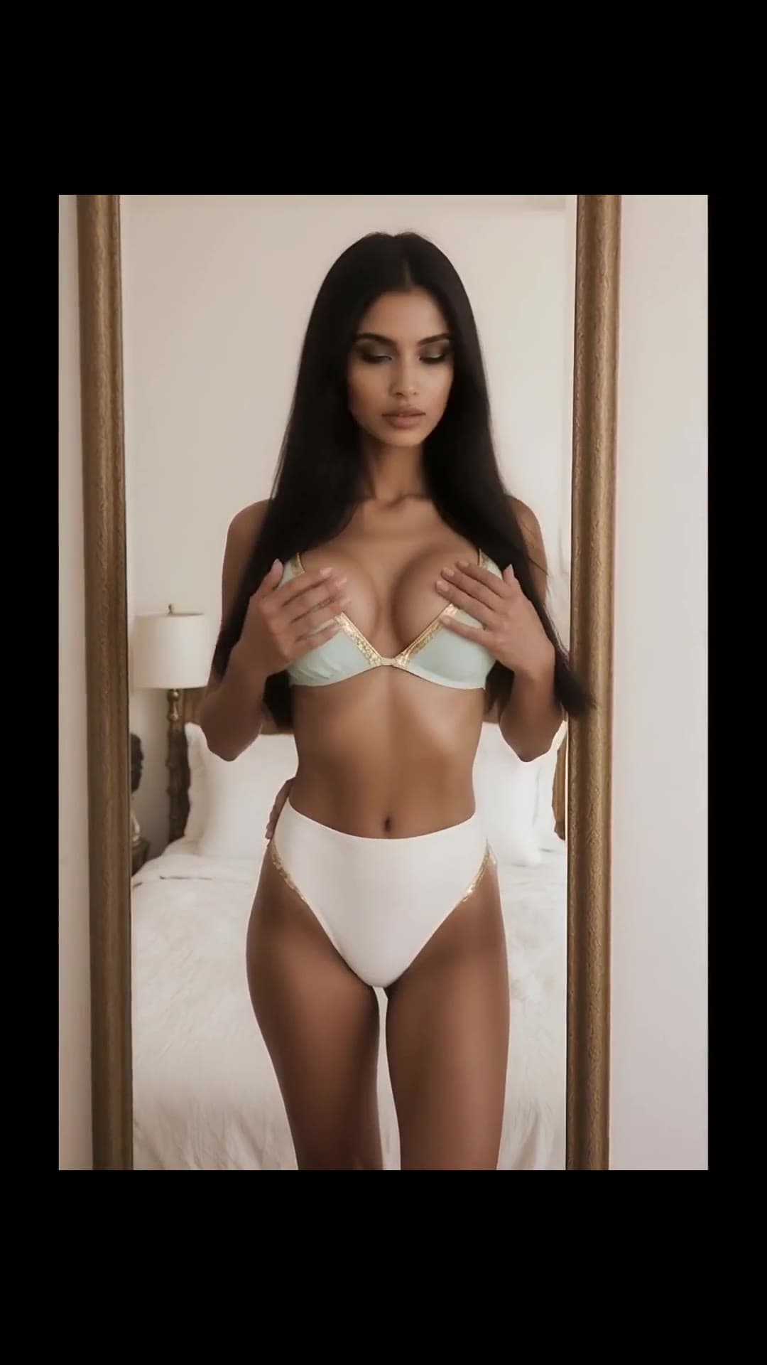 Mint bra mirror squeeze in bedroom