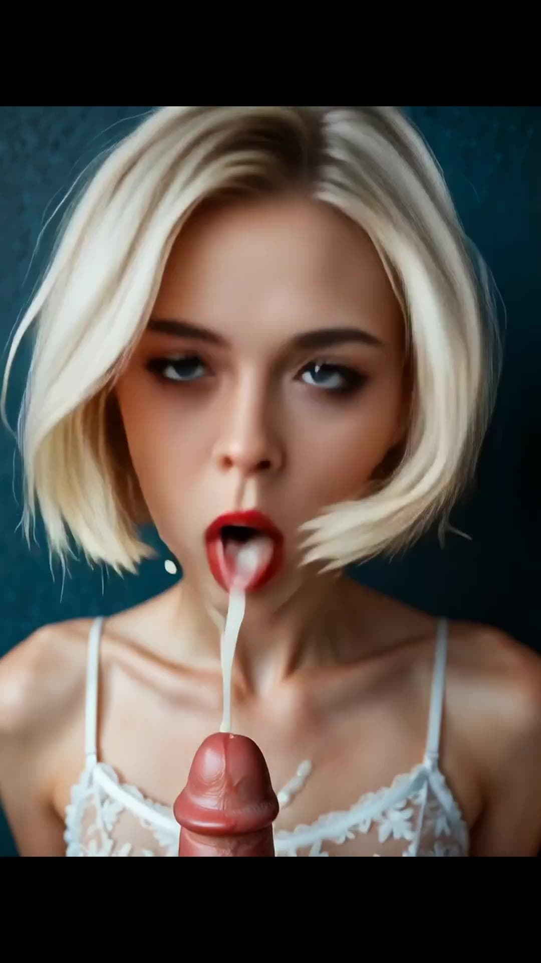 POV cum on tongue close-up