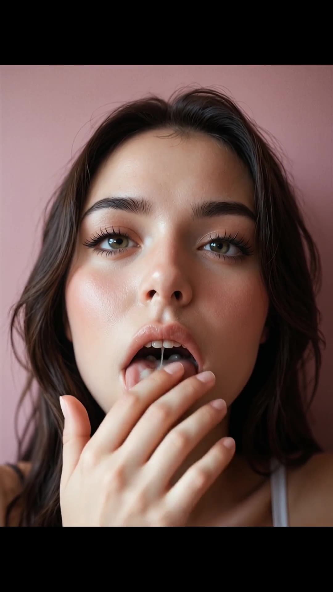 Cum on tongue close-up facial