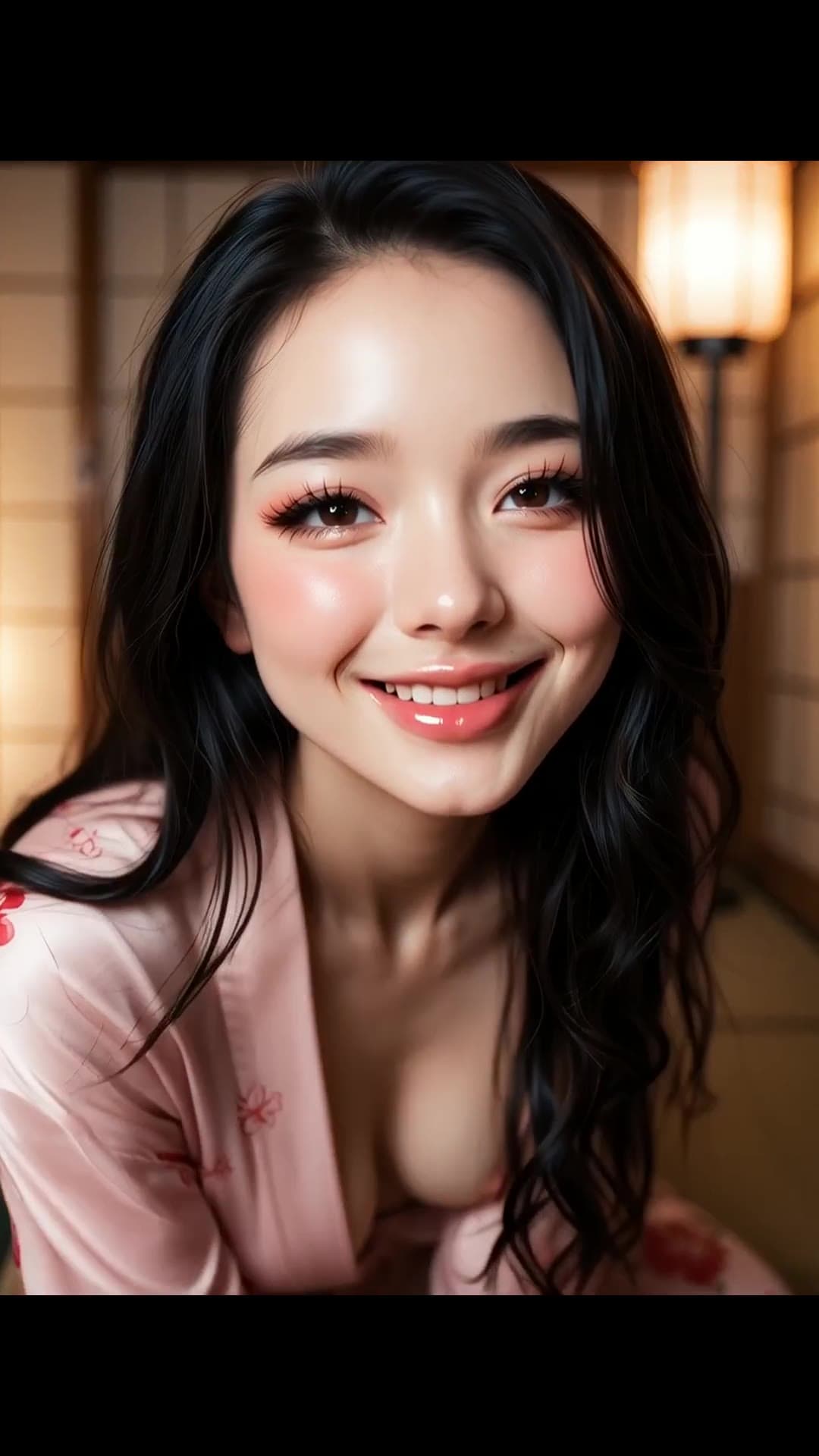 Long wavy black hair close up