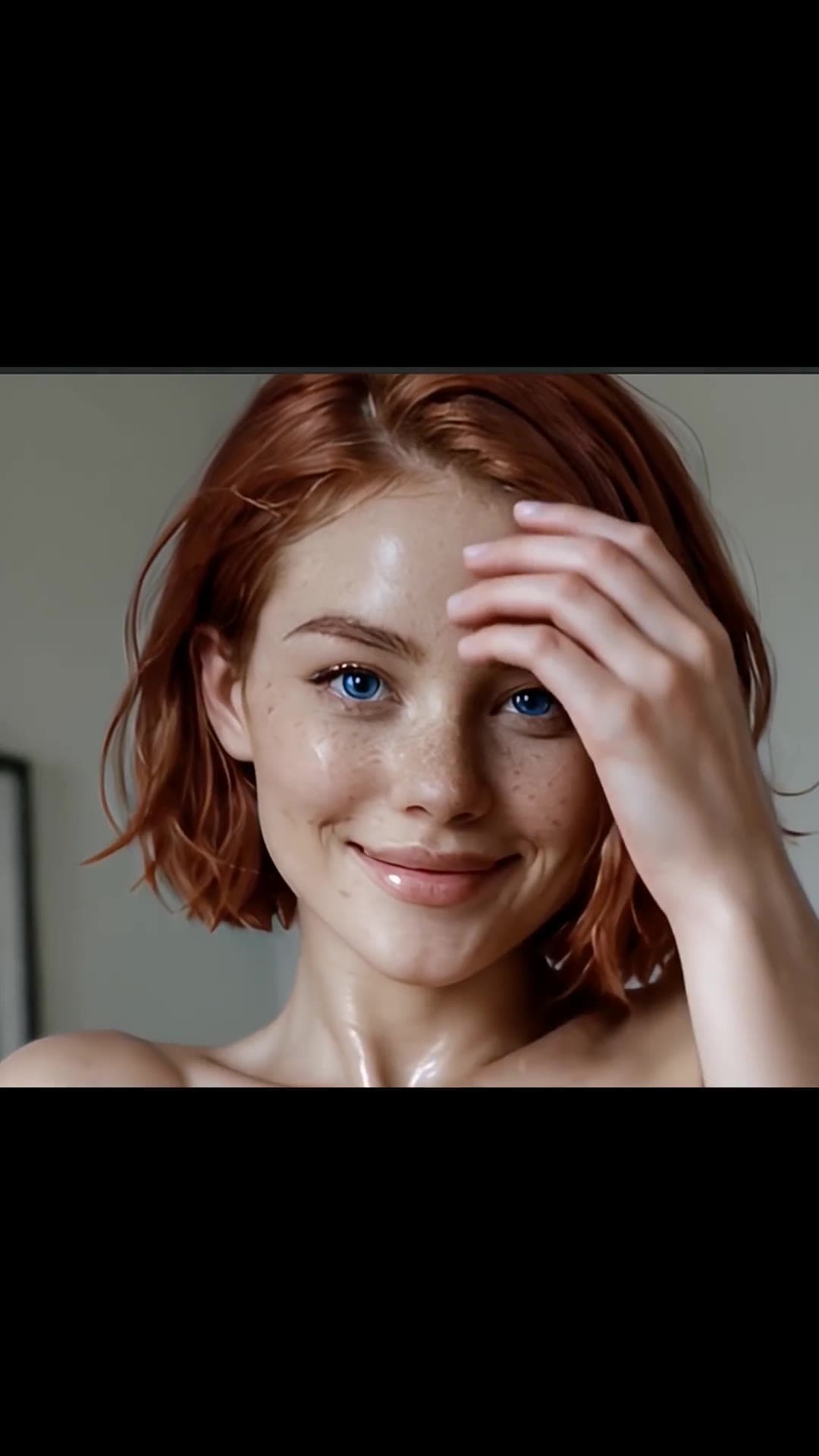 College girl with freckles close-up