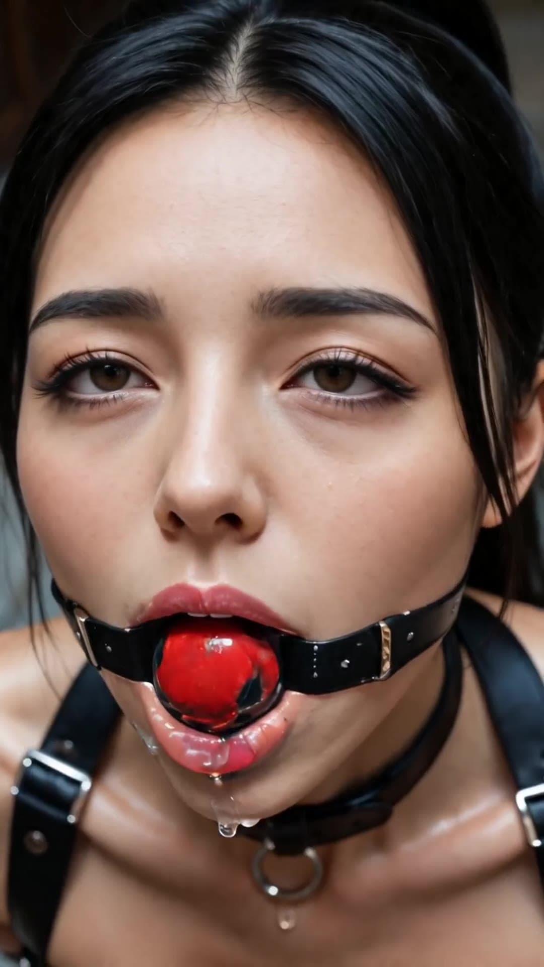 Ball gag close-up with collar