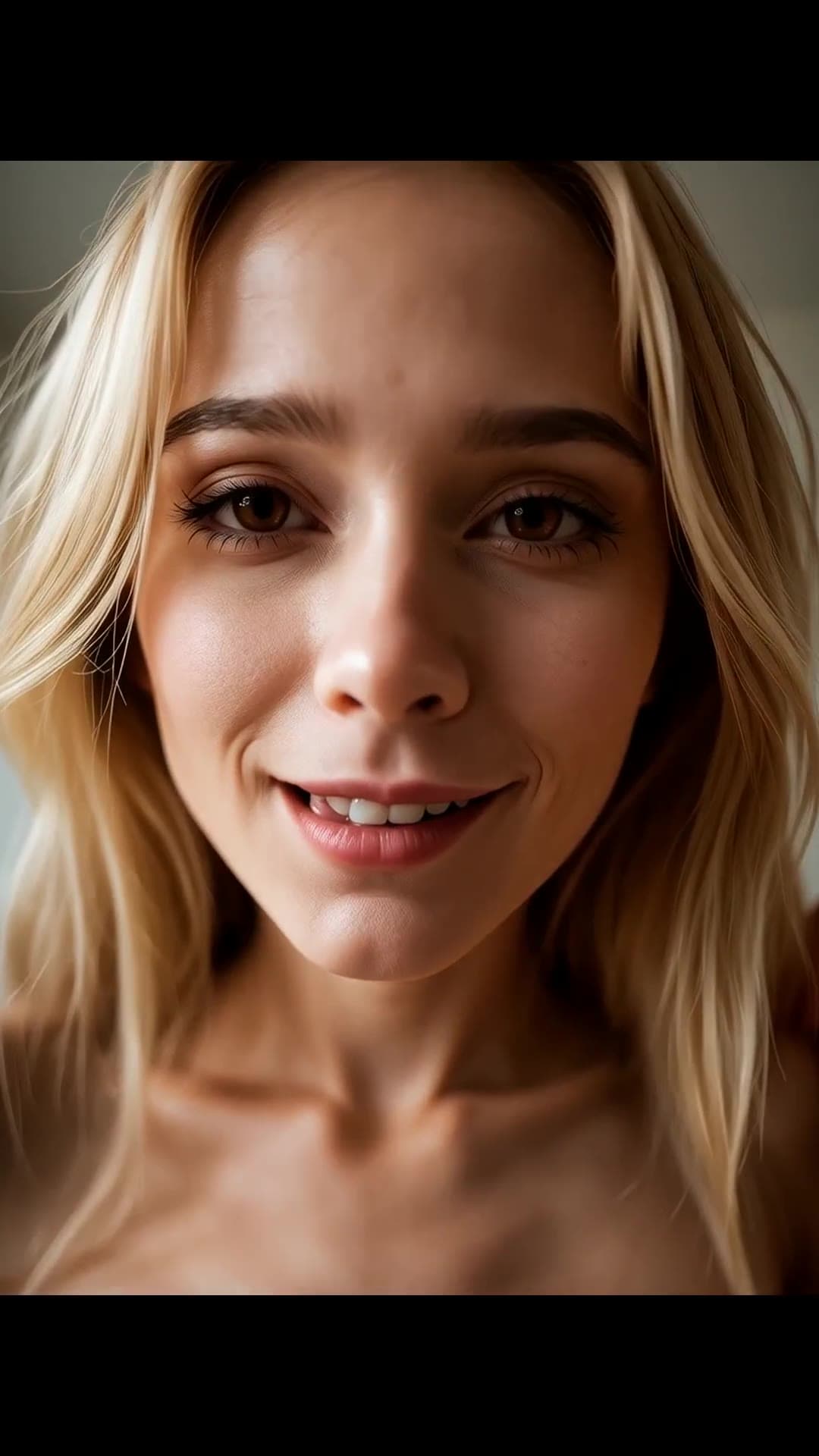 Blonde close-up with glossy lips