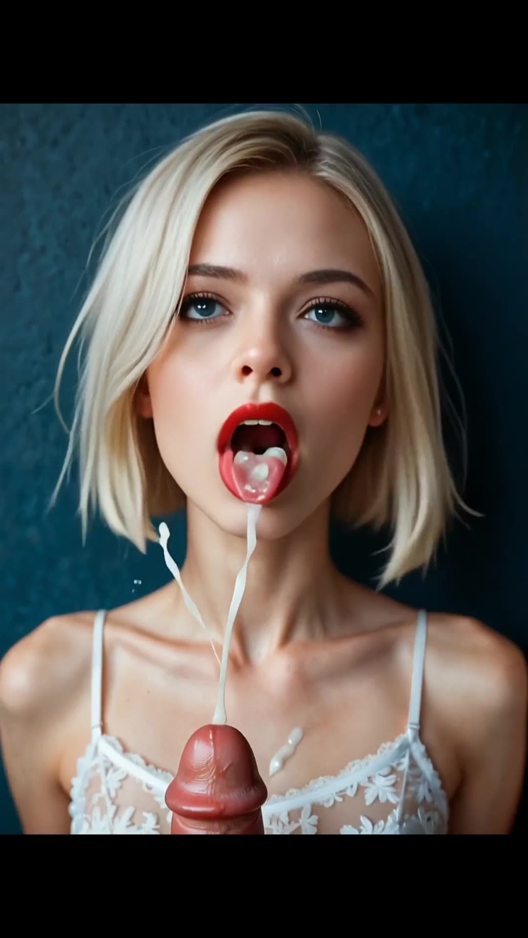 Blue eyed blonde facial close up