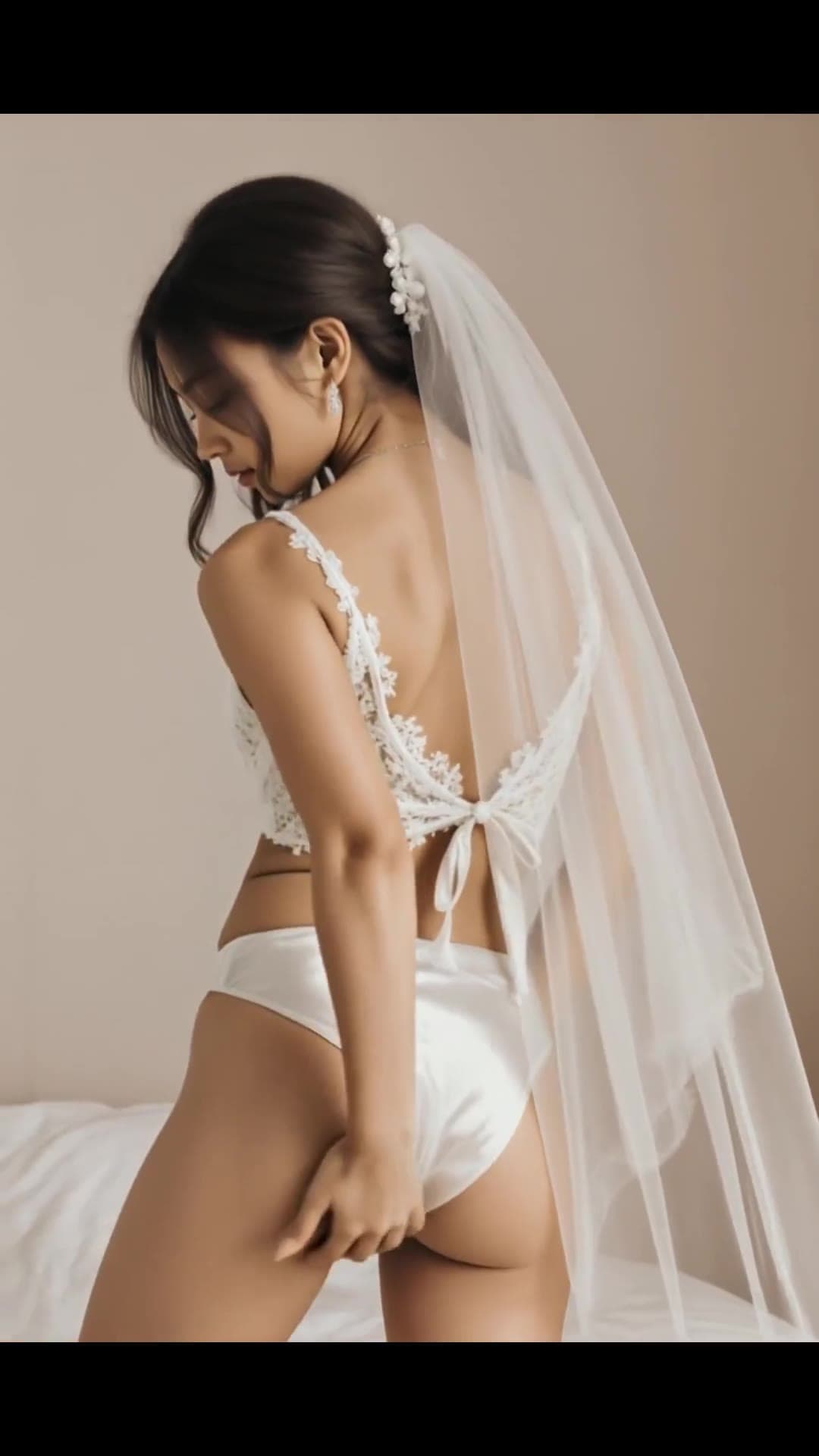 Rear three-quarter bridal panties pull
