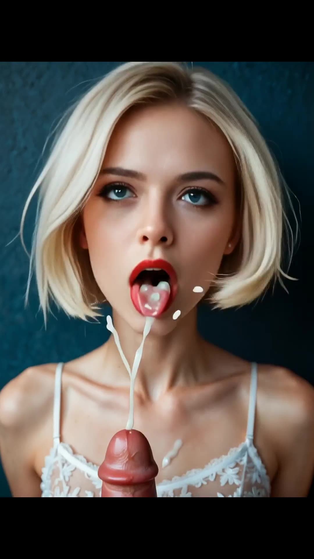 POV cum on tongue close-up