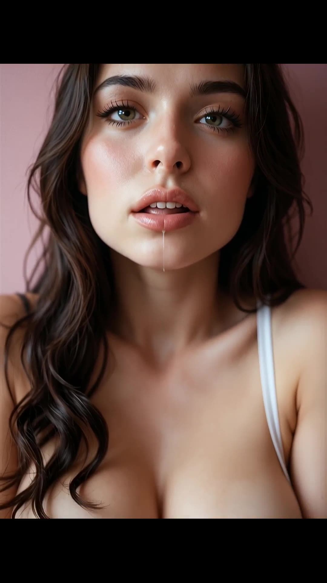 Cum on lips close-up facial