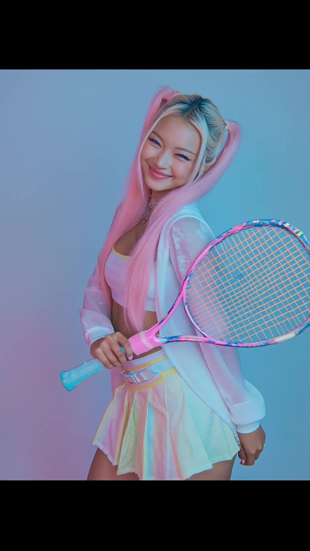 College age pink pigtails tennis look