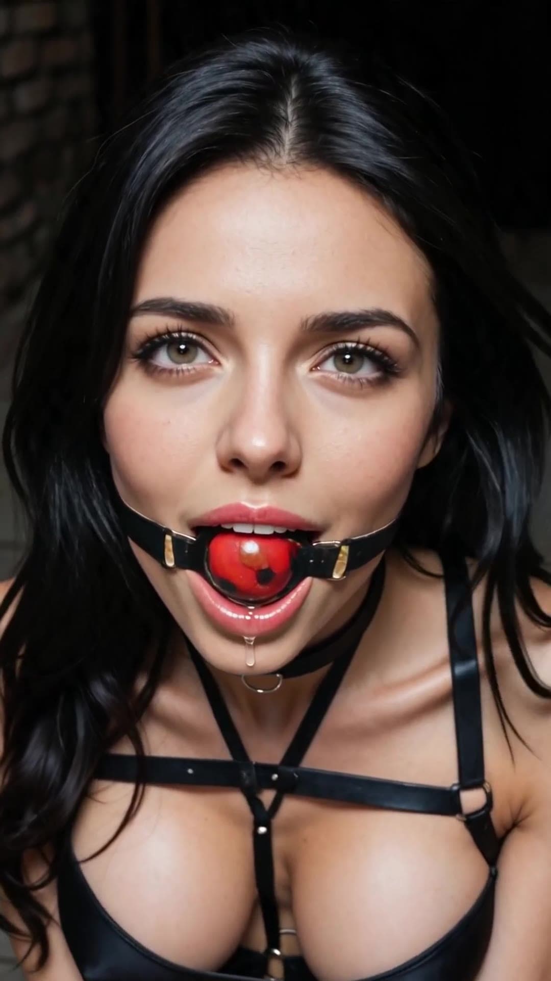Red ball gag portrait close-up