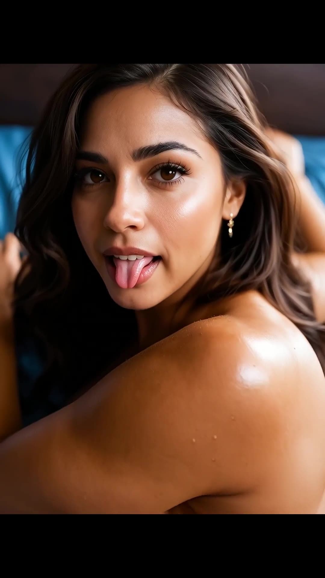 Tongue out close-up selfie