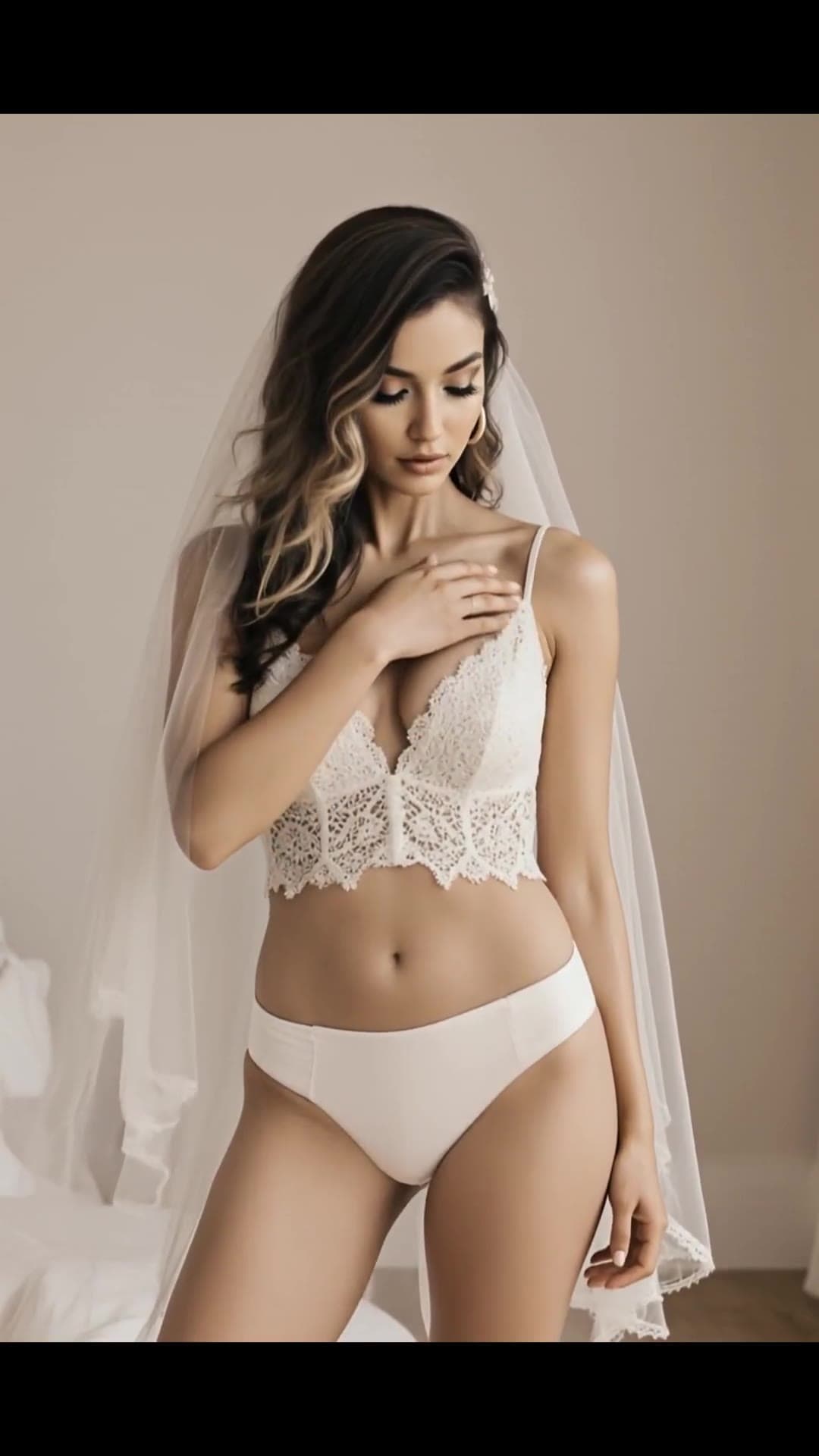 Sheer veil bedroom pose