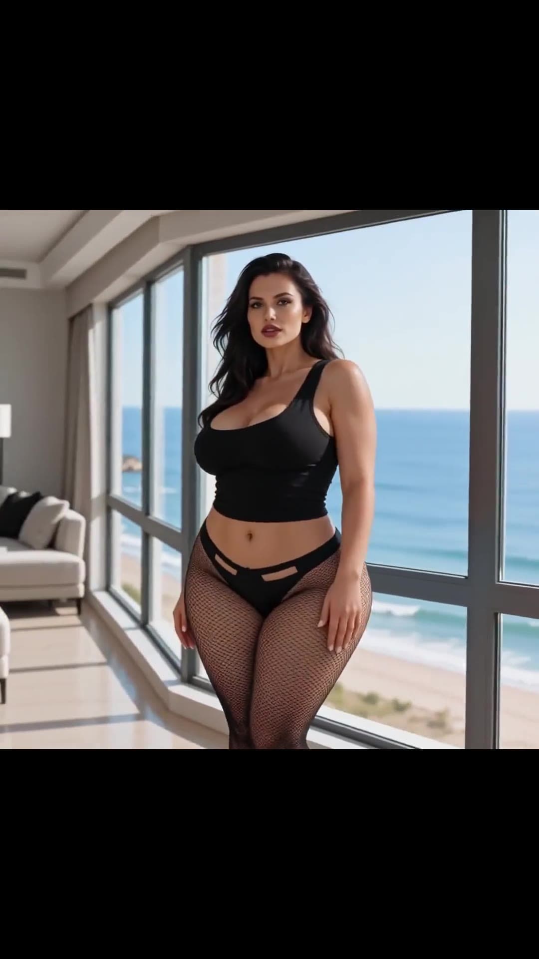 Curvy latina body in fishnets