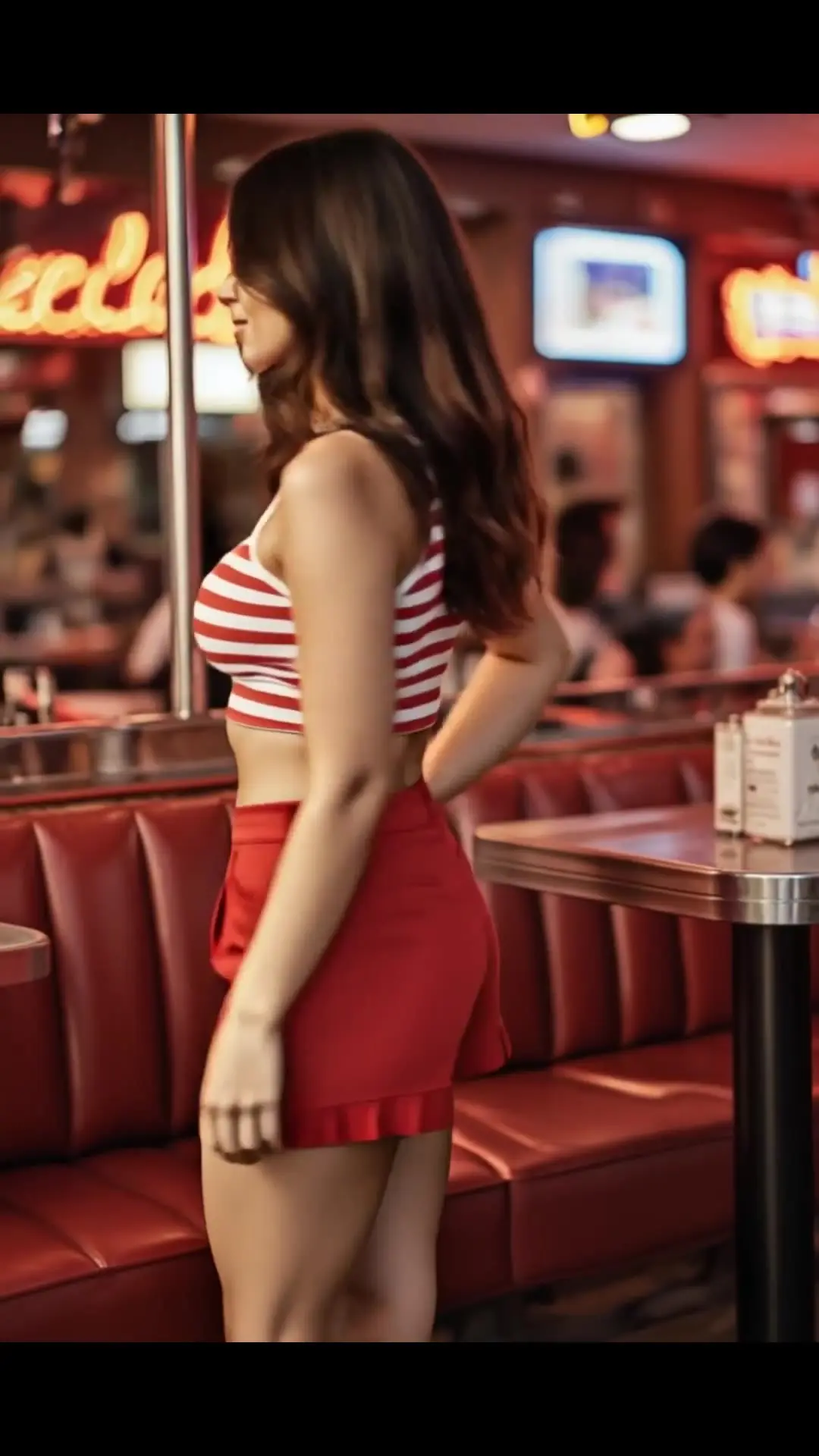 Diner crop top profile pose