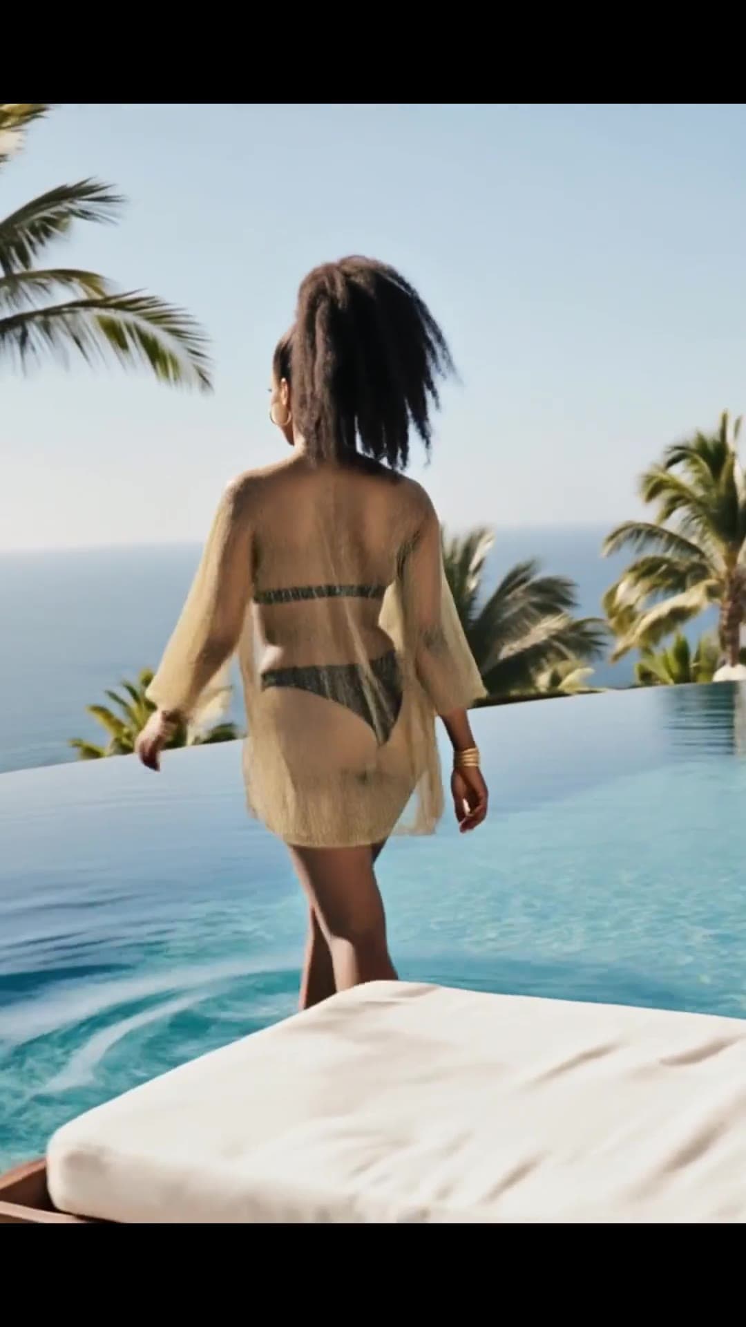 Poolside infinity view sheer cover-up