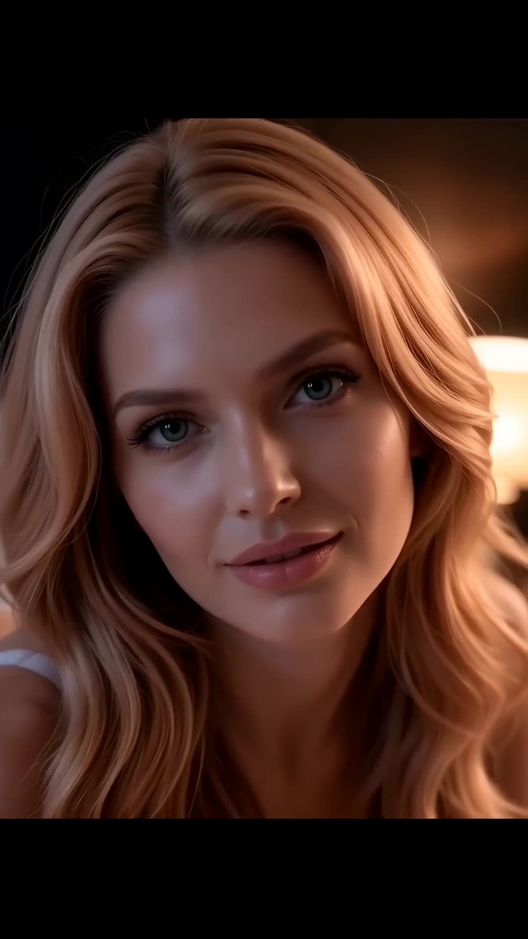 Blonde blue eyes close up smile