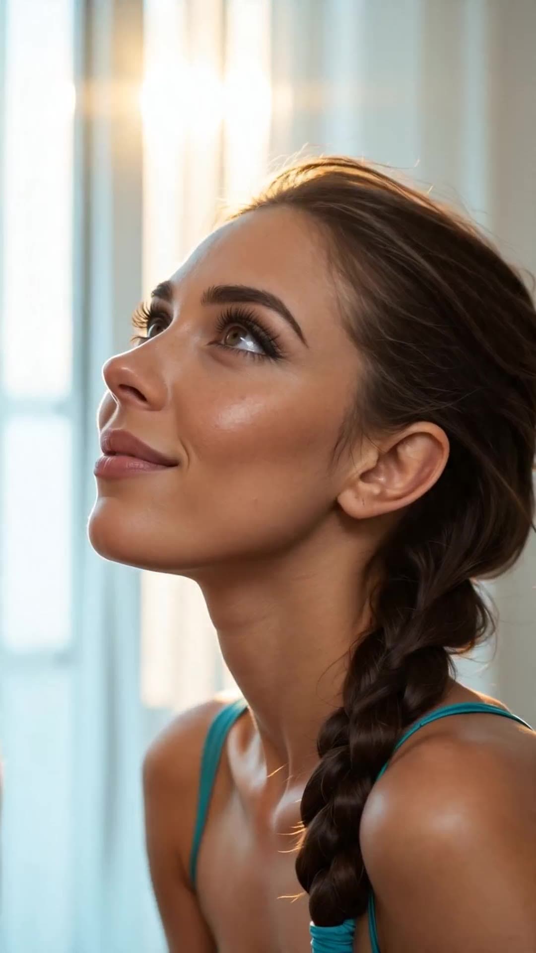Long braid side profile close-up