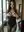 black strapless dress & sheer sleeves in red velvet room