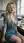 Curvy blonde denim dress kitchen