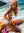 Skye on wet sand with surfboard