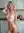 Sheer pink bra kitchen front pose