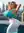 College age blonde rooftop stretch