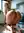 Nude platinum blonde in kitchen