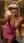 Late 20s blonde leans in bathroom