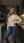 Curvy blonde kitchen jeans pose