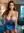 Oiled topless in blue latex skirt
