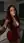 Curvy brunette in red satin dress