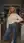 Curvy blonde kitchen jeans pose