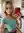 Blonde kitchen selfie in mint crop