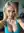 Young adult blonde cleavage selfie in teal tank