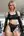 Blonde trainer hand on chest in gym