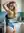 Blue lace over-shoulder kitchen pose