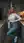 Curvy blonde kitchen hip pose