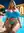 Curvy blonde in micro bikini poolside squat