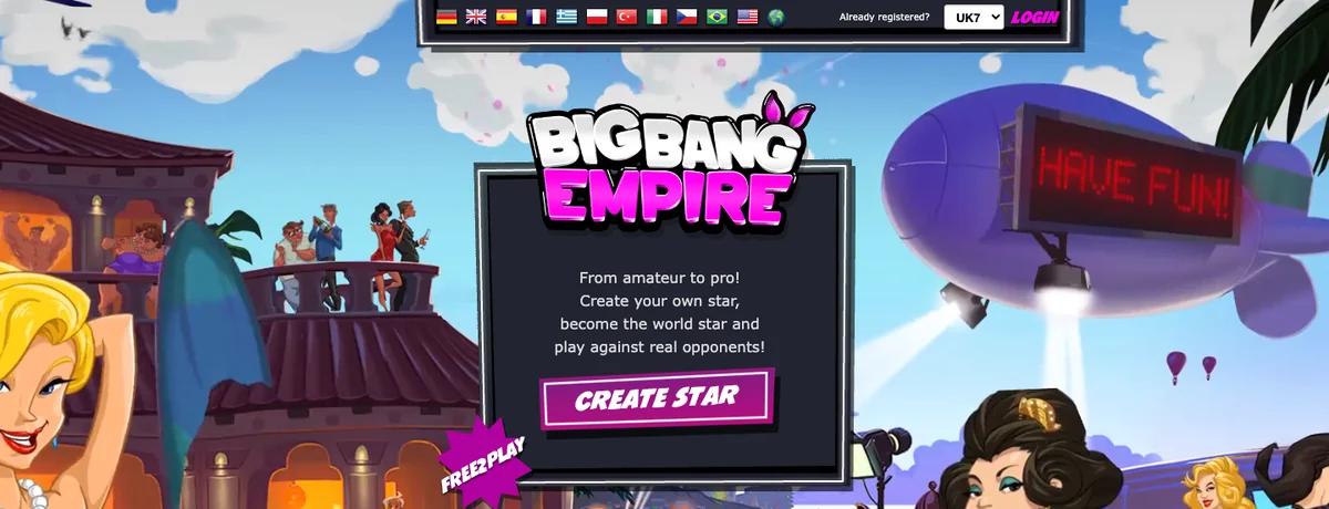 Big Bang Empire homepage, checked October 2026