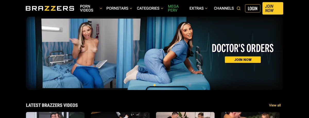 Brazzers homepage, checked October 2026