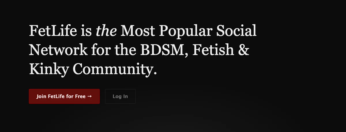 FetLife homepage, checked October 2026