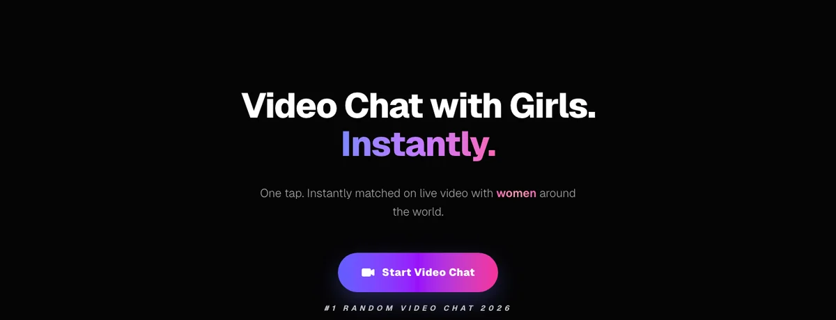 Kinky Live homepage with Start Video Chat button, October 2026