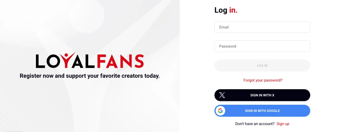 LoyalFans homepage, checked October 2026