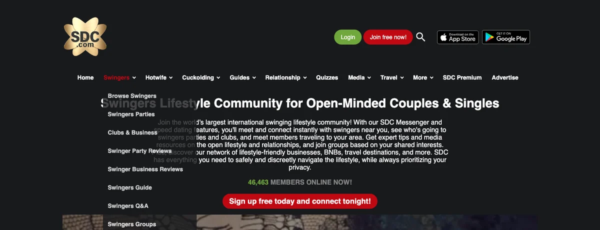 SwingersDateClub homepage, checked October 2026