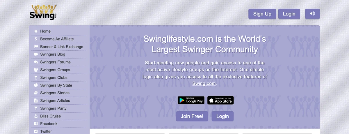 SwingLifestyle homepage, checked October 2026