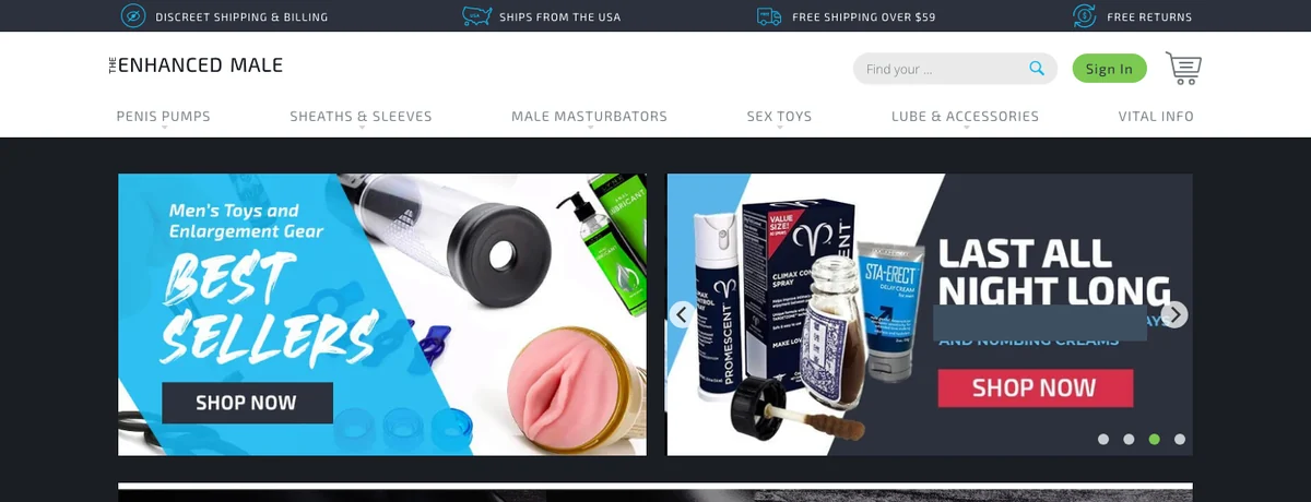 The Enhanced Male homepage, checked October 2026