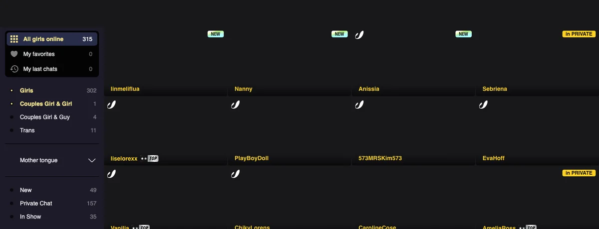 Xcams homepage, checked October 2026