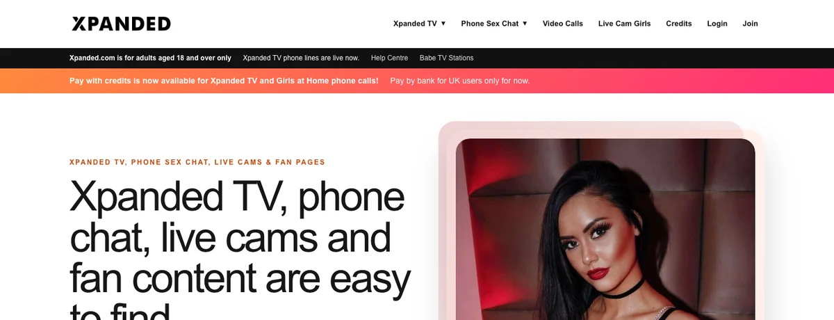 Xpanded homepage, checked October 2026