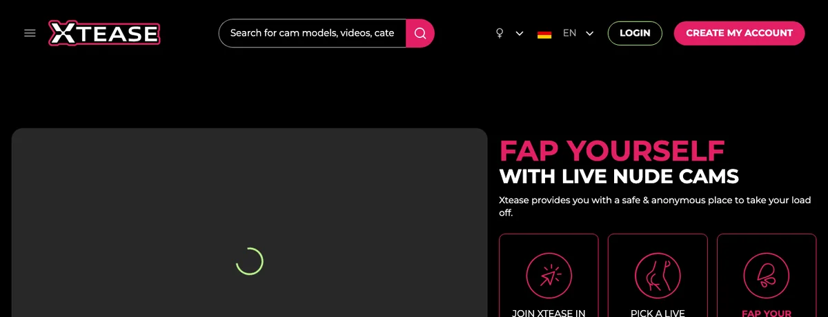 Xtease homepage, checked October 2026