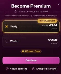 Kupid AI Premium popup with weekly prices in euros, tested 11 Oct 2026